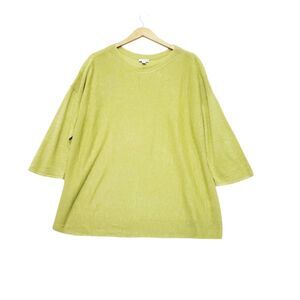 J. Jill Sweater Size XL Green Linen Blend Pullover‎ Dolman Sleeve Lightweight